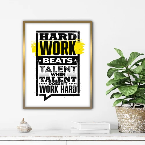 تابلو انگیزشی hard work bests talent work hard