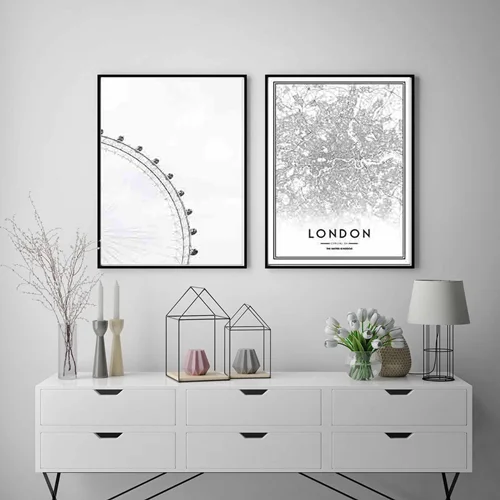 تابلو دکوراتیو طرح چشم لندن و نقشه لندن