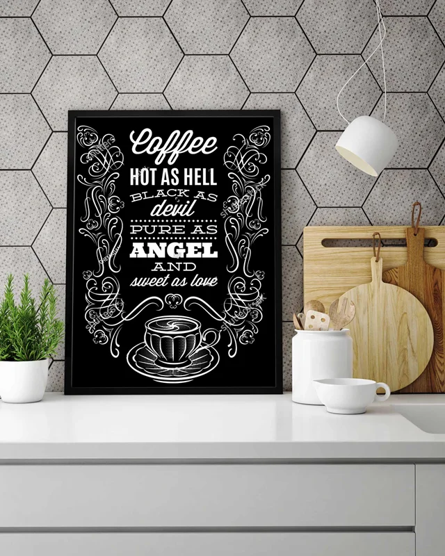 تابلو آشپزخانه coffee hot as hell angel