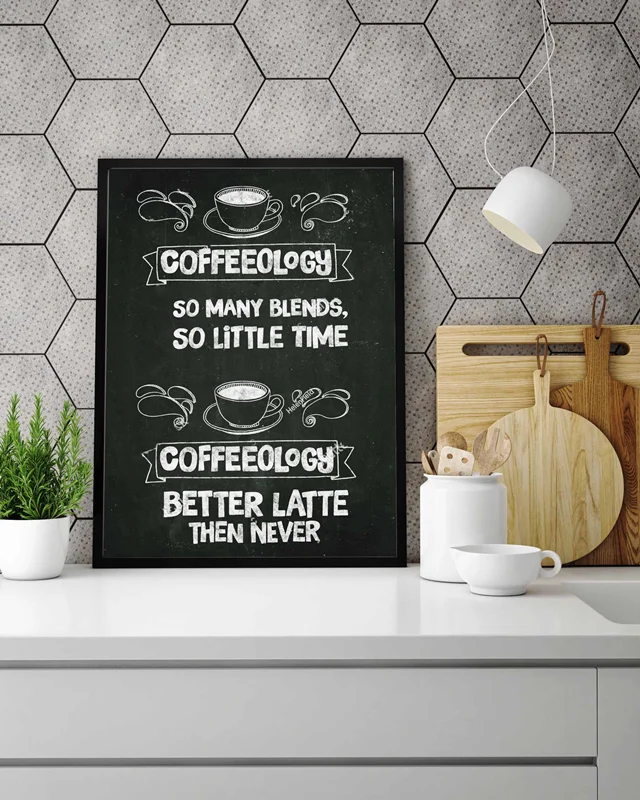 تابلو آشپزخانه coffeeology better latte then never