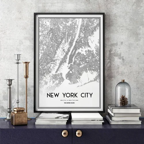 تابلو دکوراتیو طرح نقشه نیویورک